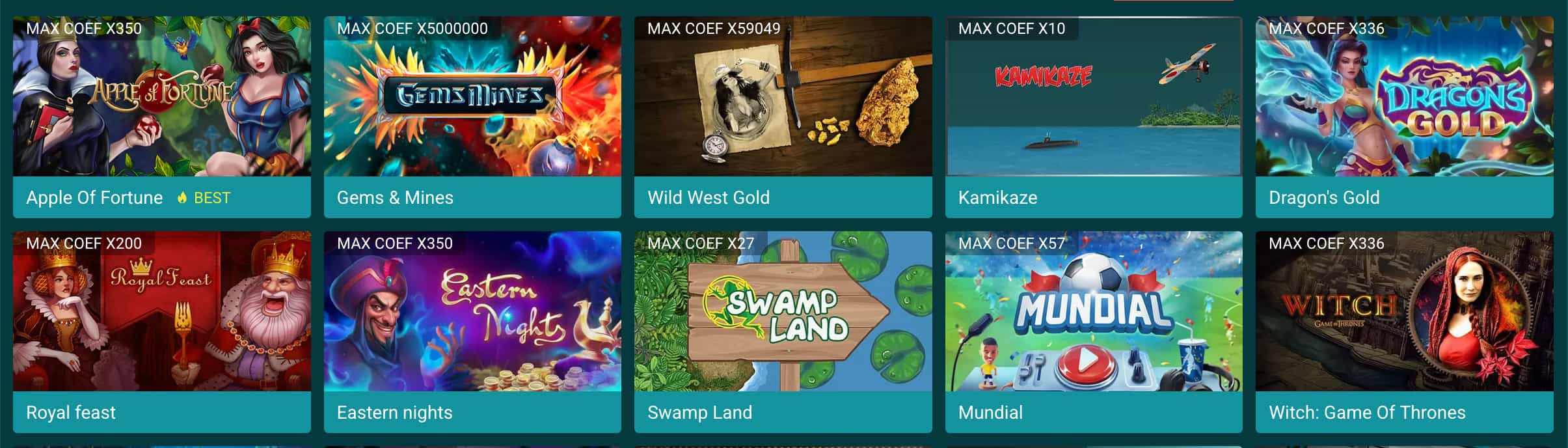 22Bet mobile interface on a handset showing the game categories
